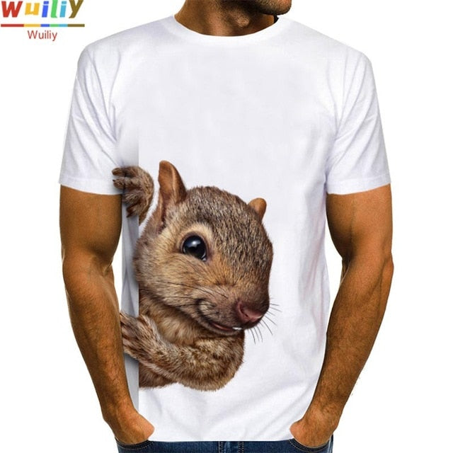 Men's Squirrel T Shirt 3D Print Shirt Animal Graphic Tees Lovely Pattern Tops Men/Women Cute Puppy Face Tee Funny Pet T-shirt