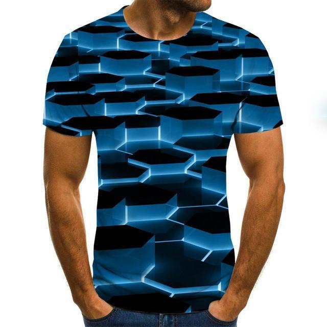 Summer New Three-Dimensional 3D vortex Men T-Shirt Fashion O-Neck Casual Short Sleeve Harajuku Hip Hop Trend Oversized T-Shirt