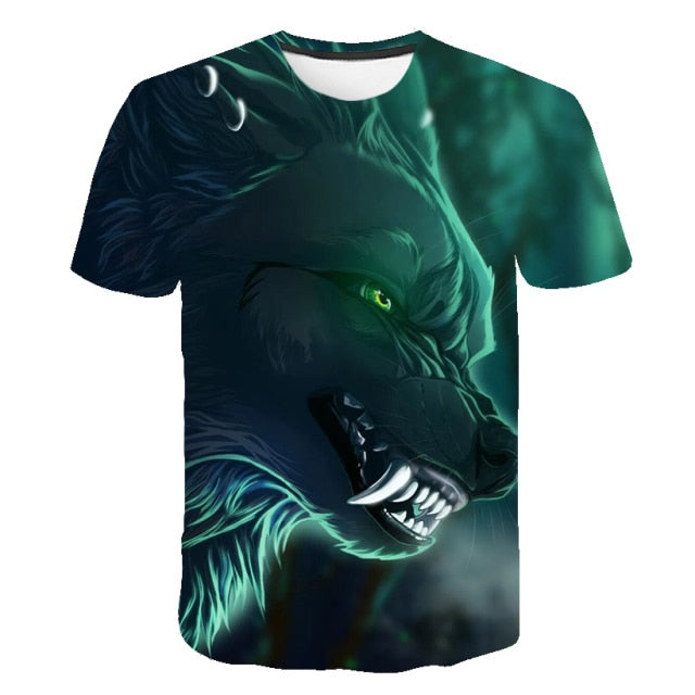 Male Fashion T-shirt Male 2019 Newest 6XL Wolf 3D Print Animal Cool Funny T-Shirt Men Short Sleeve Summer Tops T Shirt Tshirt