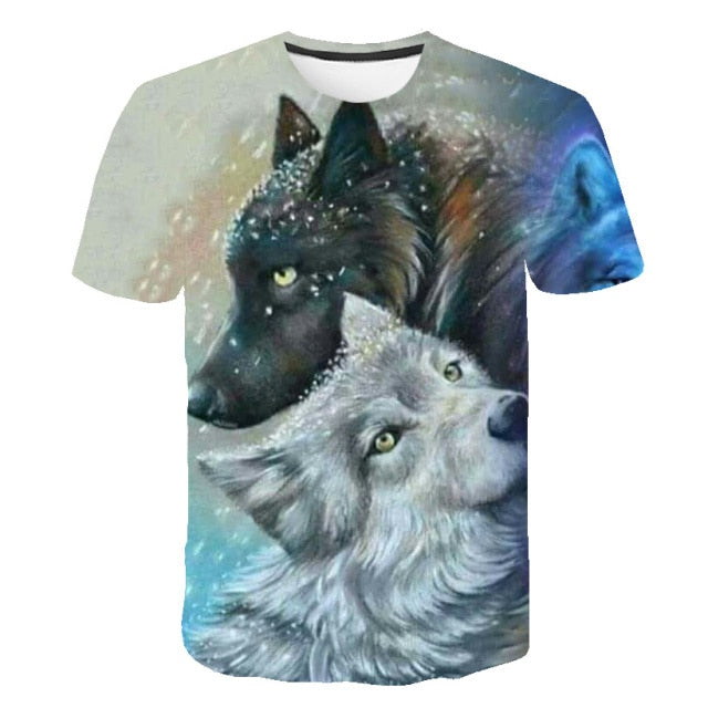 Male Fashion T-shirt Male 2019 Newest 6XL Wolf 3D Print Animal Cool Funny T-Shirt Men Short Sleeve Summer Tops T Shirt Tshirt