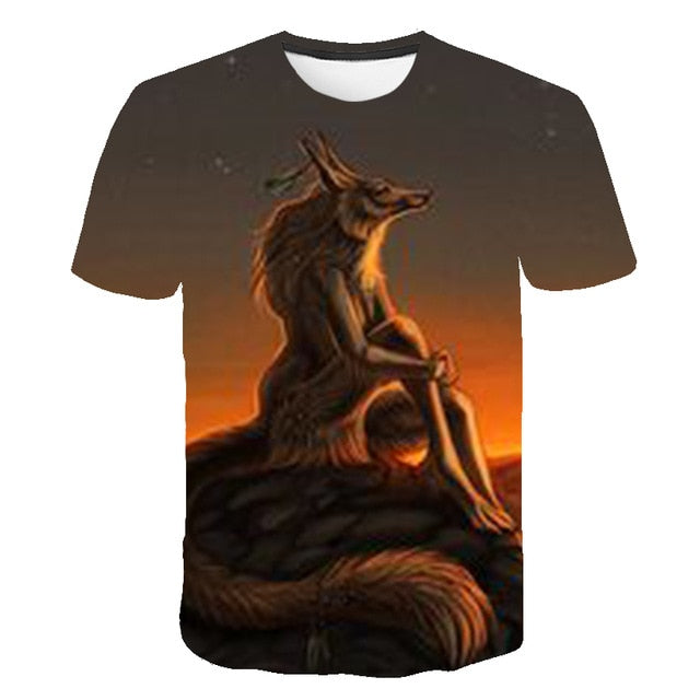 Male Fashion T-shirt Male 2019 Newest 6XL Wolf 3D Print Animal Cool Funny T-Shirt Men Short Sleeve Summer Tops T Shirt Tshirt