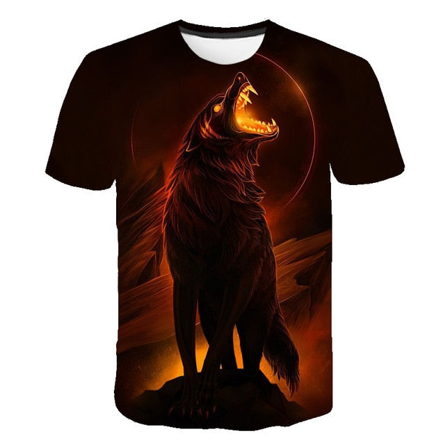 Male Fashion T-shirt Male 2019 Newest 6XL Wolf 3D Print Animal Cool Funny T-Shirt Men Short Sleeve Summer Tops T Shirt Tshirt