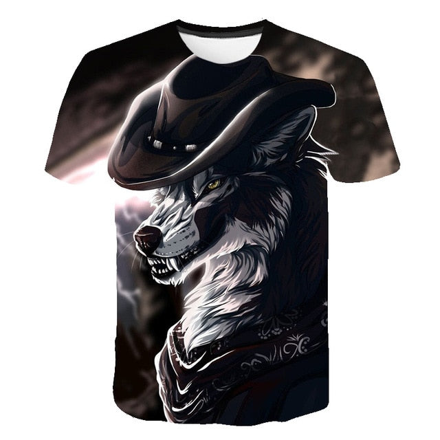 Male Fashion T-shirt Male 2019 Newest 6XL Wolf 3D Print Animal Cool Funny T-Shirt Men Short Sleeve Summer Tops T Shirt Tshirt