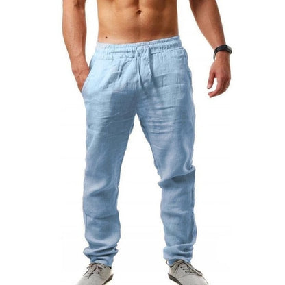 2043 New Men's Cotton Linen Pants Male Summer Breathable Solid Color Linen Trousers Fitness Streetwear M-3XL