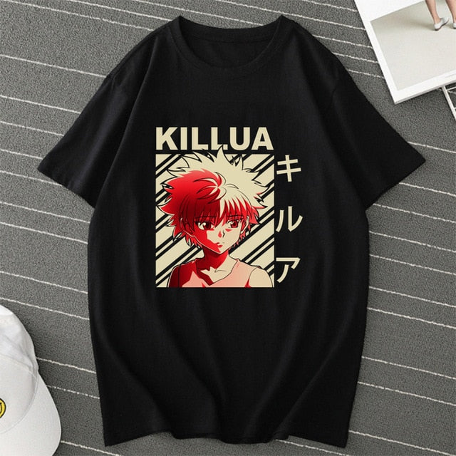 Hunter X Hunter Anime Mens T Shirt Tops Tees Killua Zoldyck Devil Eye Teeshirt Tops Short Sleeve Casual Men Tshirt Clothes Male