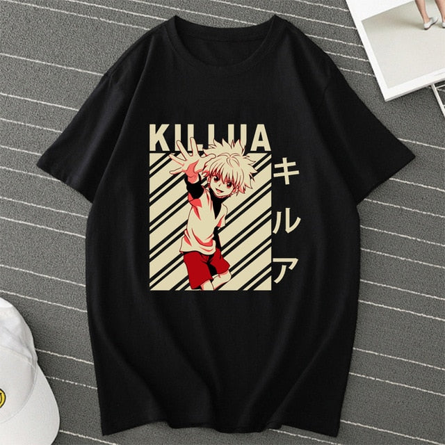 Hunter X Hunter Anime Mens T Shirt Tops Tees Killua Zoldyck Devil Eye Teeshirt Tops Short Sleeve Casual Men Tshirt Clothes Male