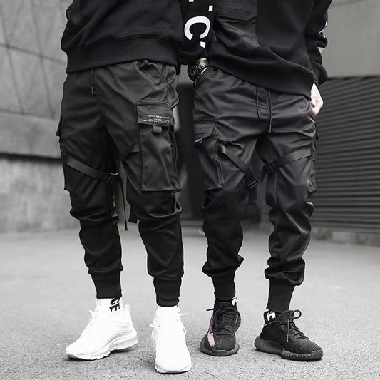 Ribbons Harem Joggers Men Cargo Pants Streetwear 2020 Hip Hop Casual Pockets Track Pants Male Harajuku Fashion Trousers