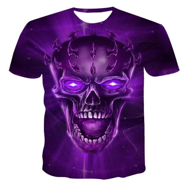 Fashion Summer T-Shirt Men 2021 3D Skull Printing Men's T-Shirt Breathable Streetwear Splicing Printing T Shirt Men Size XXS-6XL