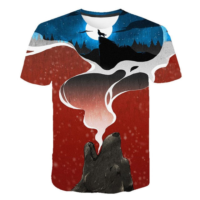 Male Fashion T-shirt Male 2019 Newest 6XL Wolf 3D Print Animal Cool Funny T-Shirt Men Short Sleeve Summer Tops T Shirt Tshirt