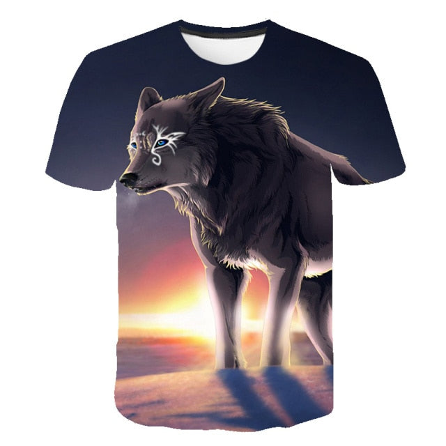 Male Fashion T-shirt Male 2019 Newest 6XL Wolf 3D Print Animal Cool Funny T-Shirt Men Short Sleeve Summer Tops T Shirt Tshirt