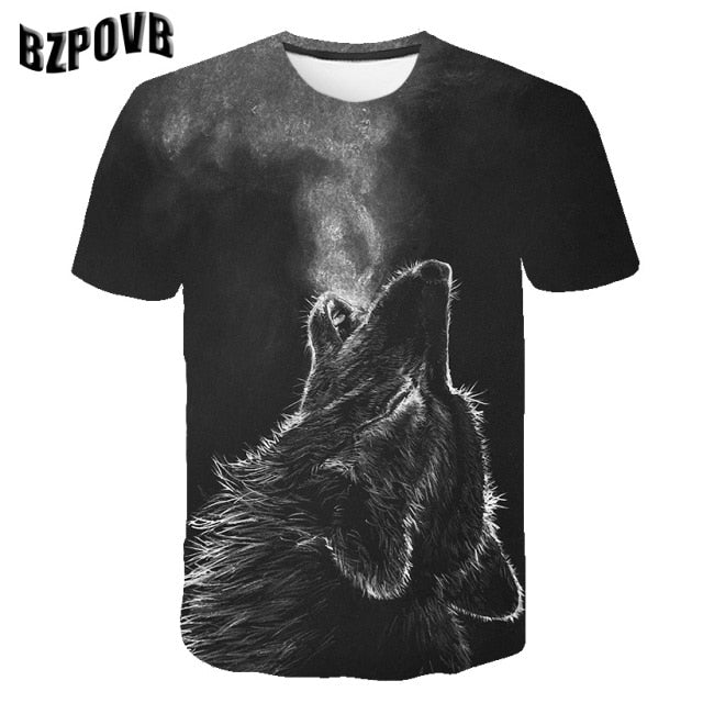 Male Fashion T-shirt Male 2019 Newest 6XL Wolf 3D Print Animal Cool Funny T-Shirt Men Short Sleeve Summer Tops T Shirt Tshirt