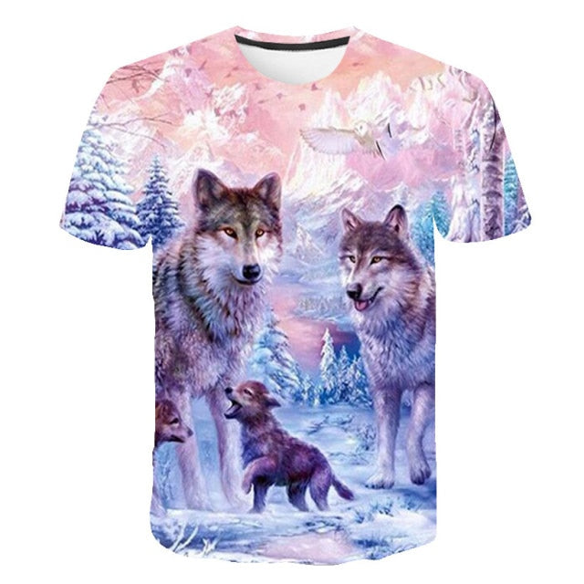 Male Fashion T-shirt Male 2019 Newest 6XL Wolf 3D Print Animal Cool Funny T-Shirt Men Short Sleeve Summer Tops T Shirt Tshirt