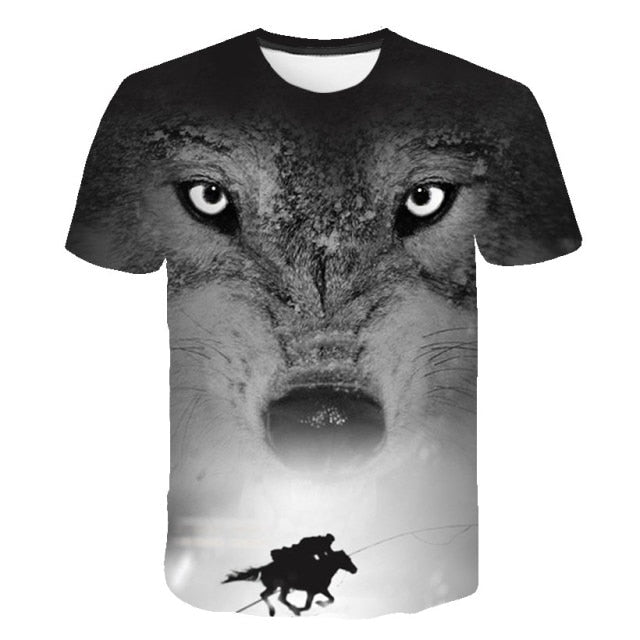 Male Fashion T-shirt Male 2019 Newest 6XL Wolf 3D Print Animal Cool Funny T-Shirt Men Short Sleeve Summer Tops T Shirt Tshirt