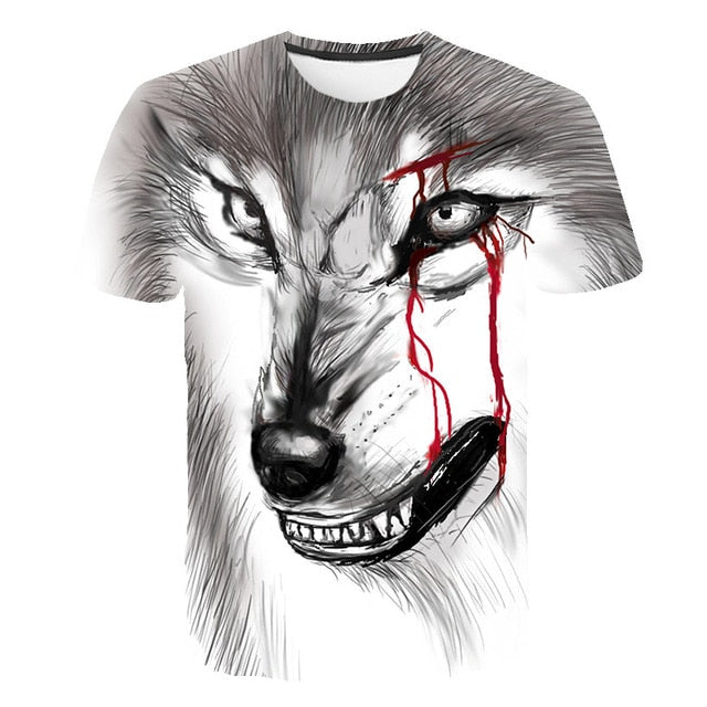 Male Fashion T-shirt Male 2019 Newest 6XL Wolf 3D Print Animal Cool Funny T-Shirt Men Short Sleeve Summer Tops T Shirt Tshirt