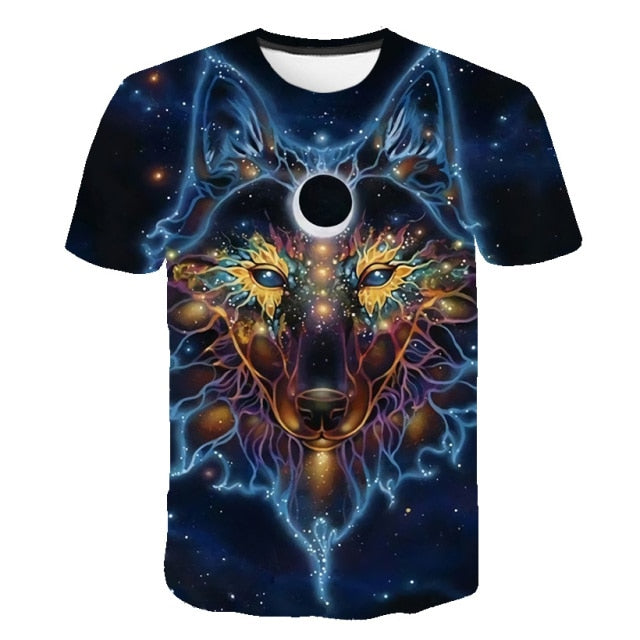 Male Fashion T-shirt Male 2019 Newest 6XL Wolf 3D Print Animal Cool Funny T-Shirt Men Short Sleeve Summer Tops T Shirt Tshirt