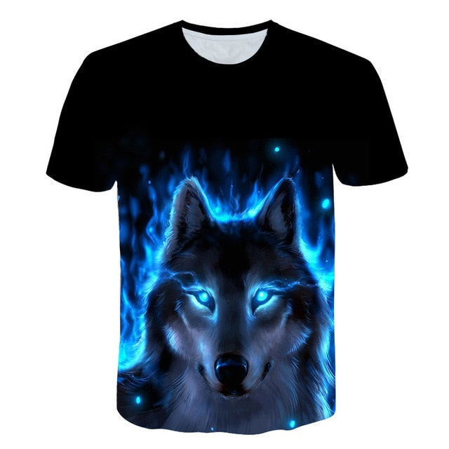 Male Fashion T-shirt Male 2019 Newest 6XL Wolf 3D Print Animal Cool Funny T-Shirt Men Short Sleeve Summer Tops T Shirt Tshirt