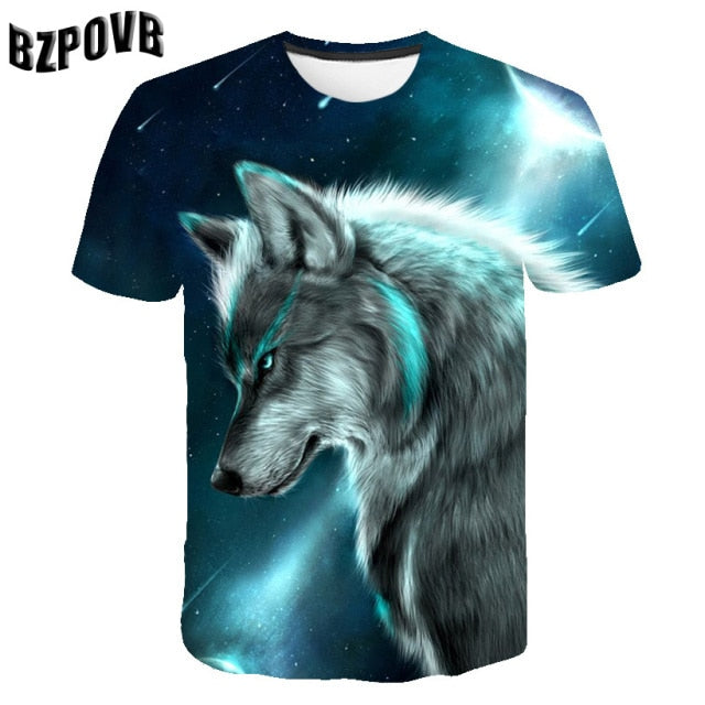 Male Fashion T-shirt Male 2019 Newest 6XL Wolf 3D Print Animal Cool Funny T-Shirt Men Short Sleeve Summer Tops T Shirt Tshirt