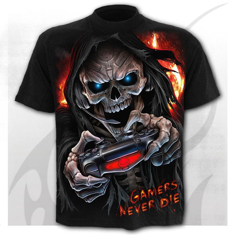 Skull Men's T-Shirts Men's Hip Hop 3D Shirts Horror O-Neck T-shirt Summer Fashion Tops Boys Clothing Large Size Street Clothing