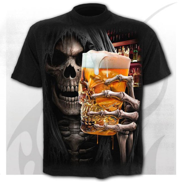 Skull Men's T-Shirts Men's Hip Hop 3D Shirts Horror O-Neck T-shirt Summer Fashion Tops Boys Clothing Large Size Street Clothing