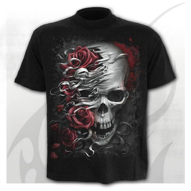 Skull Men's T-Shirts Men's Hip Hop 3D Shirts Horror O-Neck T-shirt Summer Fashion Tops Boys Clothing Large Size Street Clothing