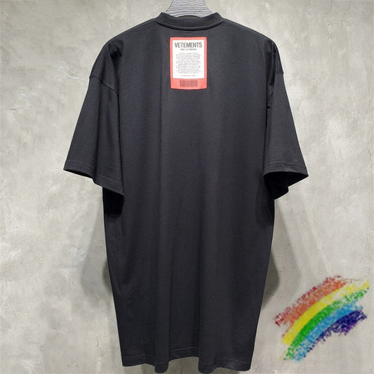 2021ss Heavy Fabric VETEMENTS T-shirt  1:1 High Quality Oversize Top Tees Embroidered Tag T-shirts