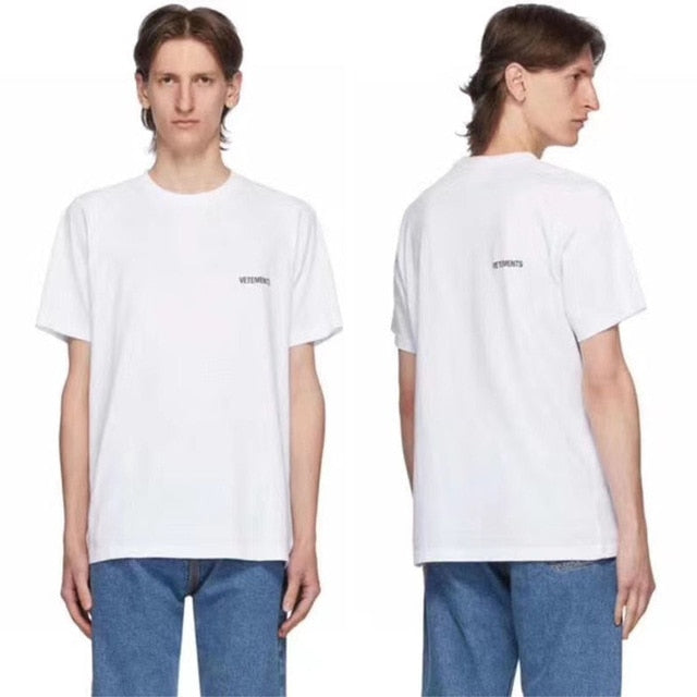 2021ss Heavy Fabric VETEMENTS T-shirt  1:1 High Quality Oversize Top Tees Embroidered Tag T-shirts