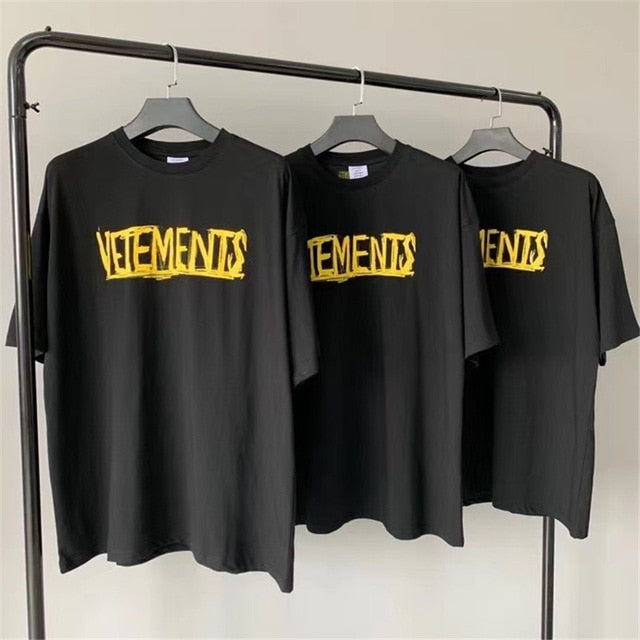 2021ss Heavy Fabric VETEMENTS T-shirt  1:1 High Quality Oversize Top Tees Embroidered Tag T-shirts