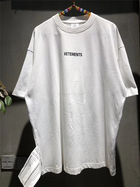 2021ss Heavy Fabric VETEMENTS T-shirt  1:1 High Quality Oversize Top Tees Embroidered Tag T-shirts