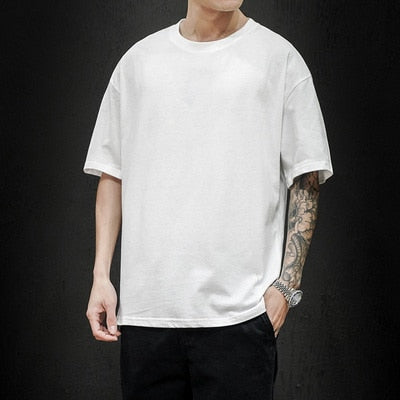 New Summer Men's T Shirt 2021 Fashion Solid T Shirt Mens Oversized Hip Hop Short Sleeve Casual Cotton Mens Streetwear Top Tees