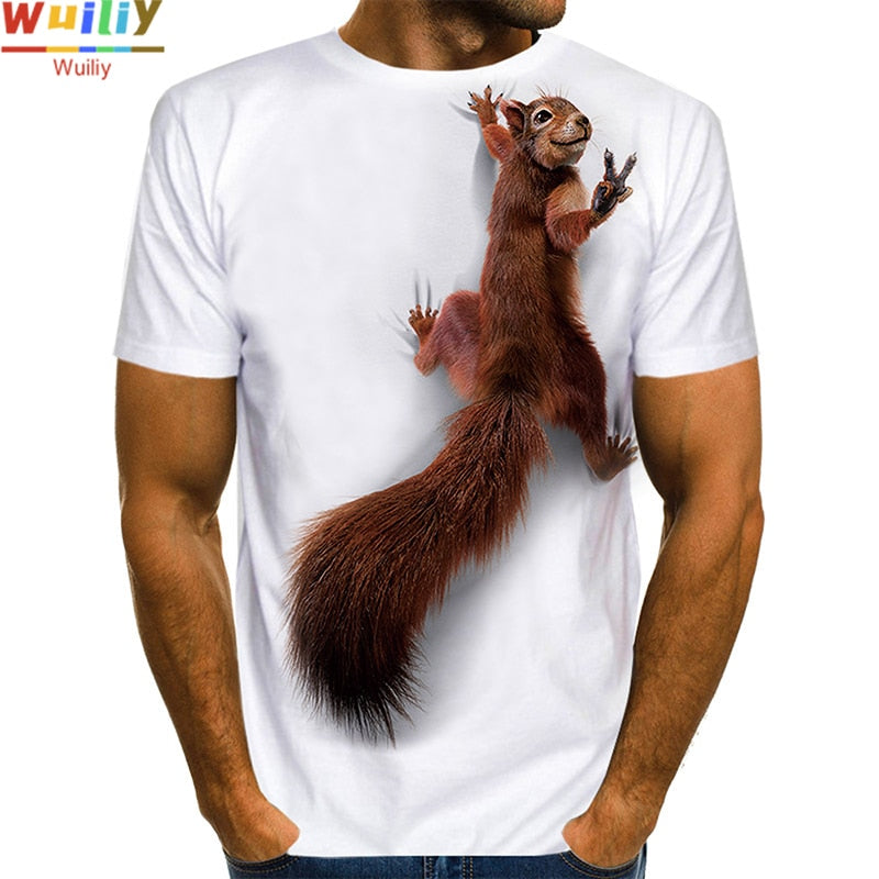 Men's Squirrel T Shirt 3D Print Shirt Animal Graphic Tees Lovely Pattern Tops Men/Women Cute Puppy Face Tee Funny Pet T-shirt