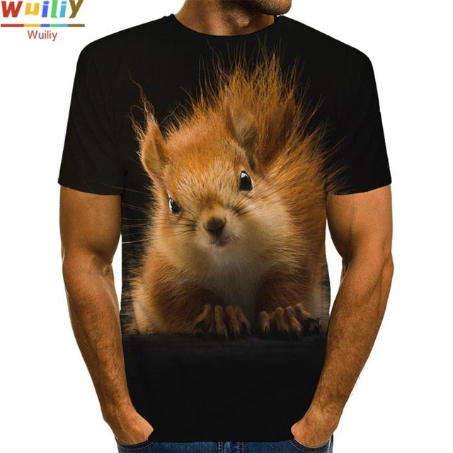 Men's Squirrel T Shirt 3D Print Shirt Animal Graphic Tees Lovely Pattern Tops Men/Women Cute Puppy Face Tee Funny Pet T-shirt