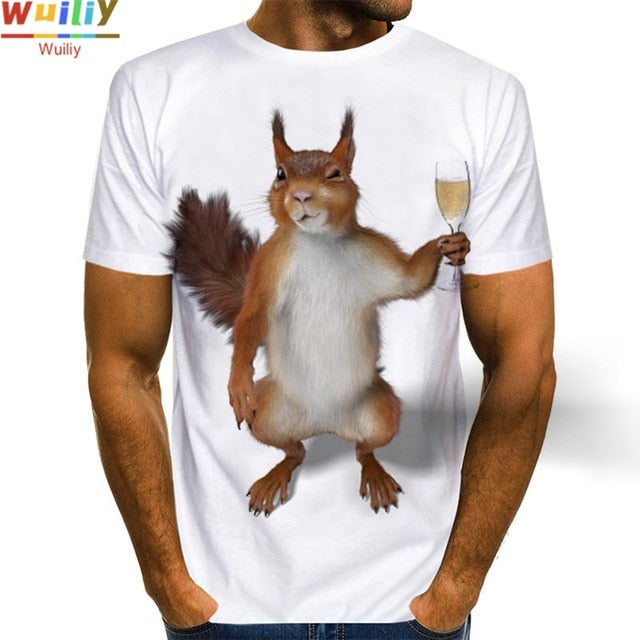 Men's Squirrel T Shirt 3D Print Shirt Animal Graphic Tees Lovely Pattern Tops Men/Women Cute Puppy Face Tee Funny Pet T-shirt