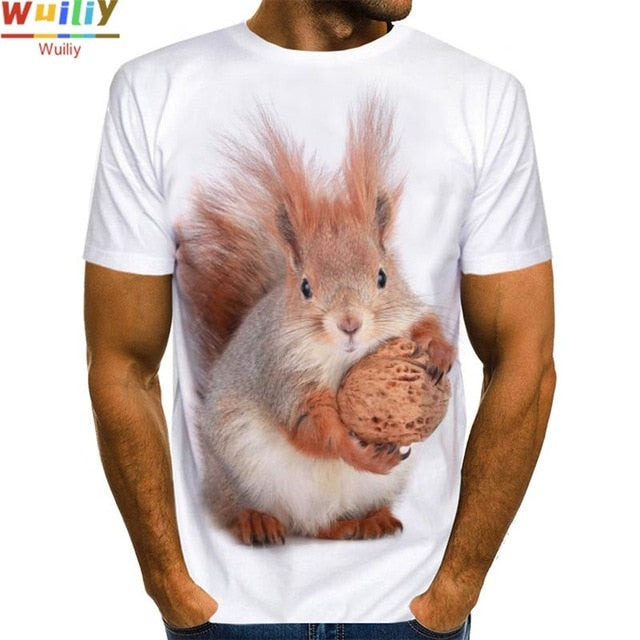 Men's Squirrel T Shirt 3D Print Shirt Animal Graphic Tees Lovely Pattern Tops Men/Women Cute Puppy Face Tee Funny Pet T-shirt