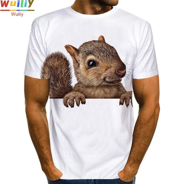 Men's Squirrel T Shirt 3D Print Shirt Animal Graphic Tees Lovely Pattern Tops Men/Women Cute Puppy Face Tee Funny Pet T-shirt