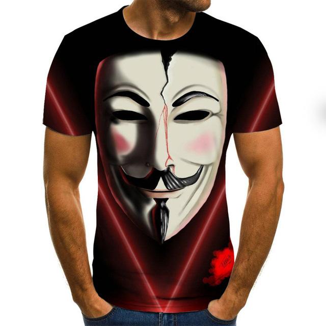 Hot Sale Clown T Shirt Men/Women Joker Face 3D Printed Terror Short Sleeves Fashion Round Neck T-shirts Size XXS-6XL