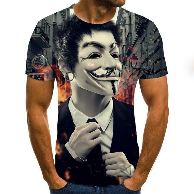 Hot Sale Clown T Shirt Men/Women Joker Face 3D Printed Terror Short Sleeves Fashion Round Neck T-shirts Size XXS-6XL