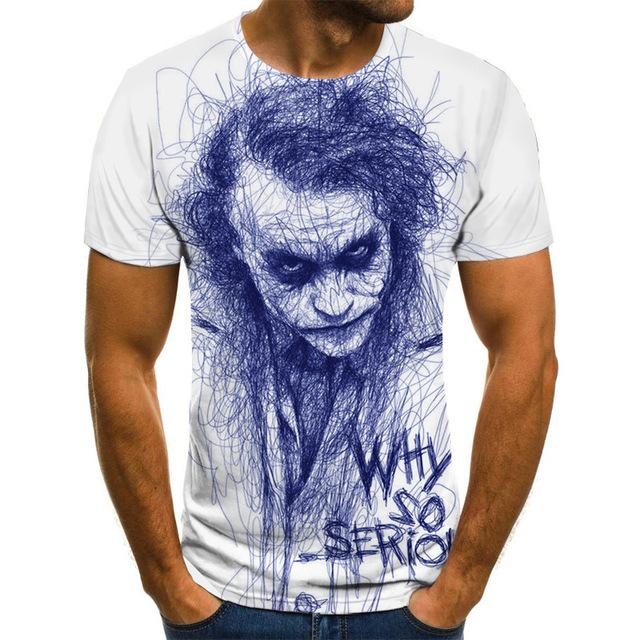 Hot Sale Clown T Shirt Men/Women Joker Face 3D Printed Terror Short Sleeves Fashion Round Neck T-shirts Size XXS-6XL