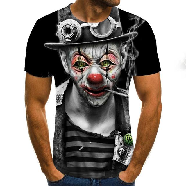 Hot Sale Clown T Shirt Men/Women Joker Face 3D Printed Terror Short Sleeves Fashion Round Neck T-shirts Size XXS-6XL