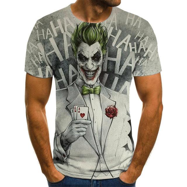 Hot Sale Clown T Shirt Men/Women Joker Face 3D Printed Terror Short Sleeves Fashion Round Neck T-shirts Size XXS-6XL