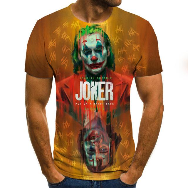 Hot Sale Clown T Shirt Men/Women Joker Face 3D Printed Terror Short Sleeves Fashion Round Neck T-shirts Size XXS-6XL