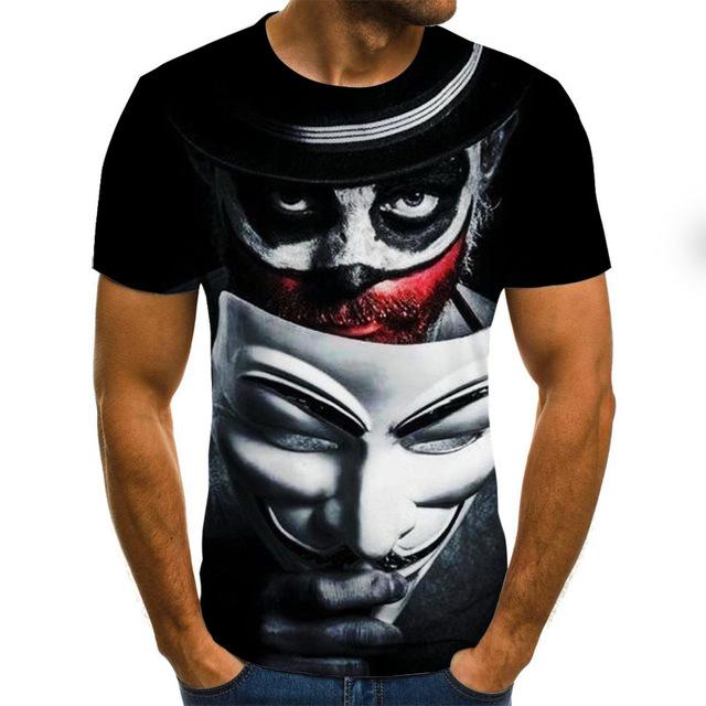 Hot Sale Clown T Shirt Men/Women Joker Face 3D Printed Terror Short Sleeves Fashion Round Neck T-shirts Size XXS-6XL