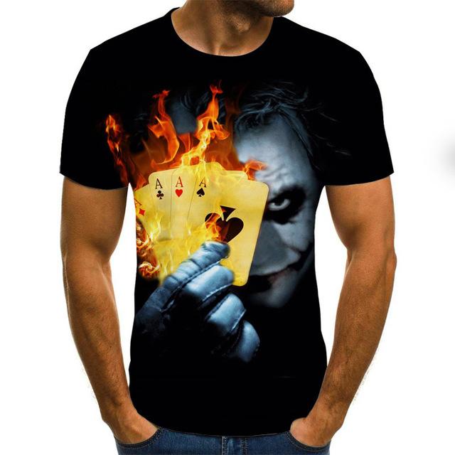 Hot Sale Clown T Shirt Men/Women Joker Face 3D Printed Terror Short Sleeves Fashion Round Neck T-shirts Size XXS-6XL