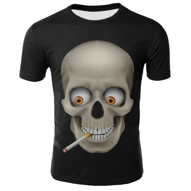 Fashion Summer T-Shirt Men 2021 3D Skull Printing Men's T-Shirt Breathable Streetwear Splicing Printing T Shirt Men Size XXS-6XL