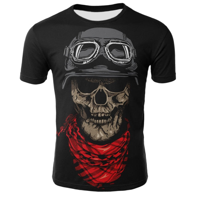 Fashion Summer T-Shirt Men 2021 3D Skull Printing Men's T-Shirt Breathable Streetwear Splicing Printing T Shirt Men Size XXS-6XL