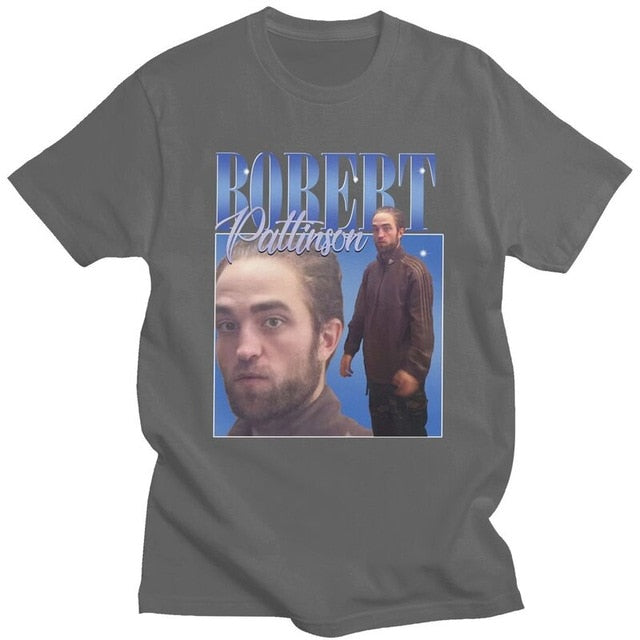 Funny Robert Pattinson Standing Meme T Shirt Men Pre-shrunk Cotton Tee Tops Rob Tshirts Short Sleeved Fashion T-shirt Merch