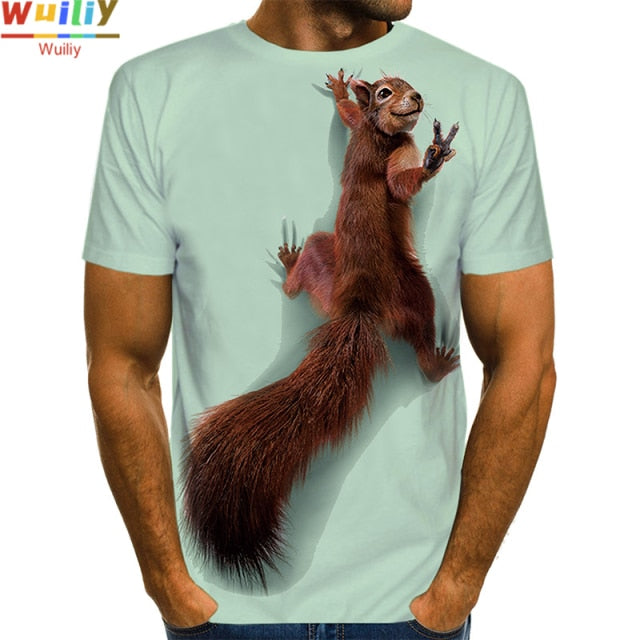 Men's Squirrel T Shirt 3D Print Shirt Animal Graphic Tees Lovely Pattern Tops Men/Women Cute Puppy Face Tee Funny Pet T-shirt