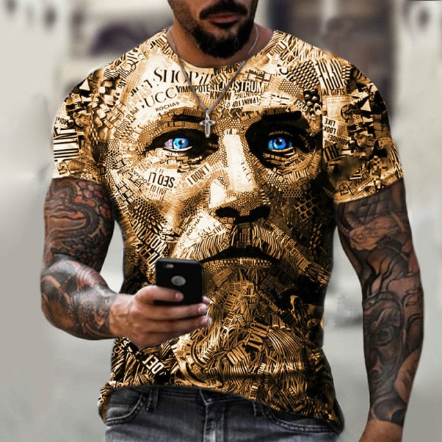 New style hot sale in 2021, 3D men's T-shirt, gentleman style design, short sleeves, summer fashion, handsome man