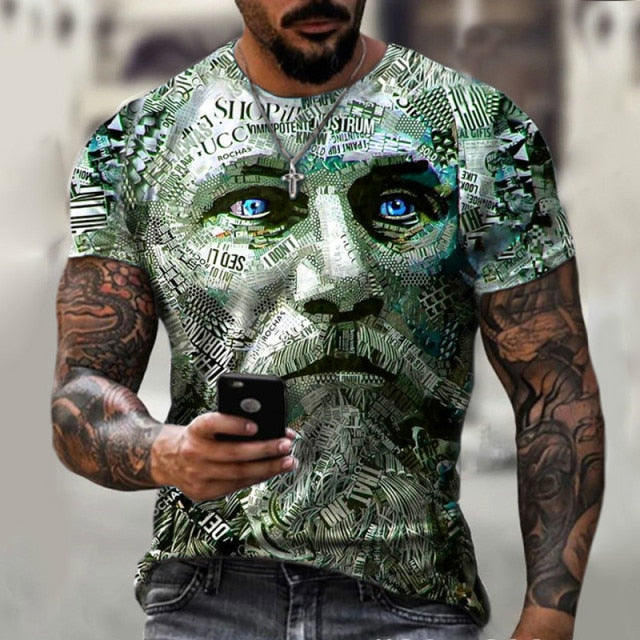 New style hot sale in 2021, 3D men's T-shirt, gentleman style design, short sleeves, summer fashion, handsome man