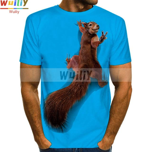 Men's Squirrel T Shirt 3D Print Shirt Animal Graphic Tees Lovely Pattern Tops Men/Women Cute Puppy Face Tee Funny Pet T-shirt