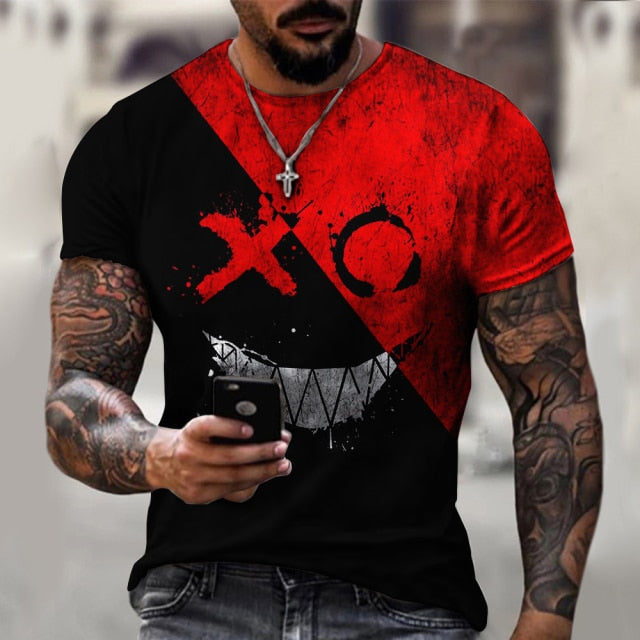 XOXO pattern 3d printed t-shirt fashion men's street casual sports shirt male O-neck oversized t-shirt